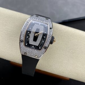 RICHARD MILLERM RM07-01 SS BBA Factory Best Edition Diamond Case on White Rubber Strap - Best Replica Watches Store For Sale!