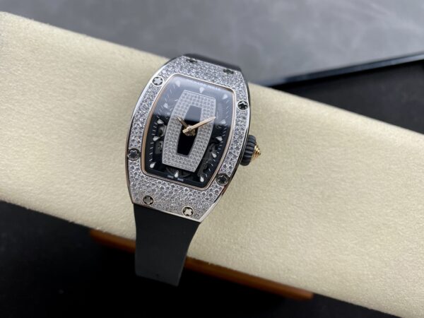 RICHARD MILLERM RM07-01 SS BBA Factory Best Edition Diamond Case on White Rubber Strap - Best Replica Watches Store For Sale!