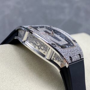 RICHARD MILLERM RM07-01 SS BBA Factory Best Edition Diamond Case on White Rubber Strap - Best Replica Watches Store For Sale!