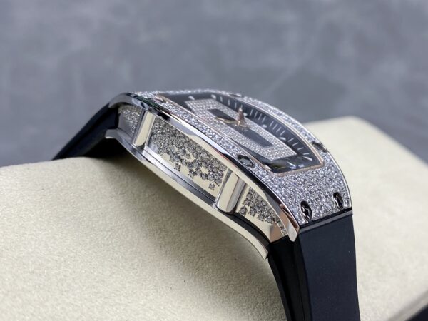 RICHARD MILLERM RM07-01 SS BBA Factory Best Edition Diamond Case on White Rubber Strap - Best Replica Watches Store For Sale!