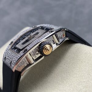 RICHARD MILLERM RM07-01 SS BBA Factory Best Edition Diamond Case on White Rubber Strap - Best Replica Watches Store For Sale!