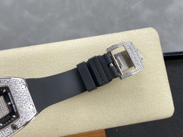 RICHARD MILLERM RM07-01 SS BBA Factory Best Edition Diamond Case on White Rubber Strap - Best Replica Watches Store For Sale!