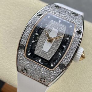 RICHARD MILLERM RM07-01 SS BBA Factory Best Edition Diamond Case on White Rubber Strap - Best Replica Watches Store For Sale!