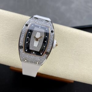 RICHARD MILLERM RM07-01 SS BBA Factory Best Edition Diamond Case on White Rubber Strap - Best Replica Watches Store For Sale!