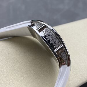 RICHARD MILLERM RM07-01 SS BBA Factory Best Edition Diamond Case on White Rubber Strap - Best Replica Watches Store For Sale!