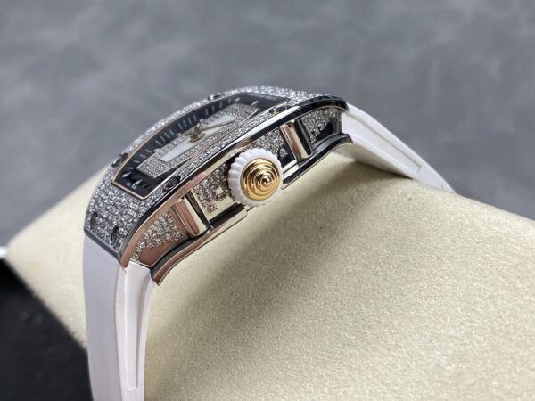 RICHARD MILLERM RM07-01 SS BBA Factory Best Edition Diamond Case on White Rubber Strap - Best Replica Watches Store For Sale!