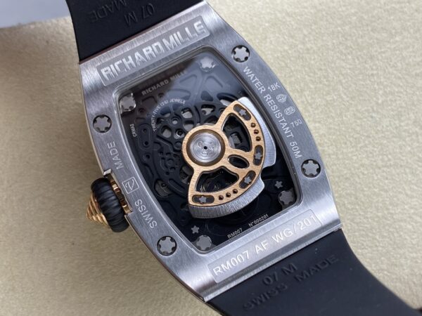 RICHARD MILLERM RM07-01 SS BBA Factory Best Edition Diamond Case on White Rubber Strap - Best Replica Watches Store For Sale!
