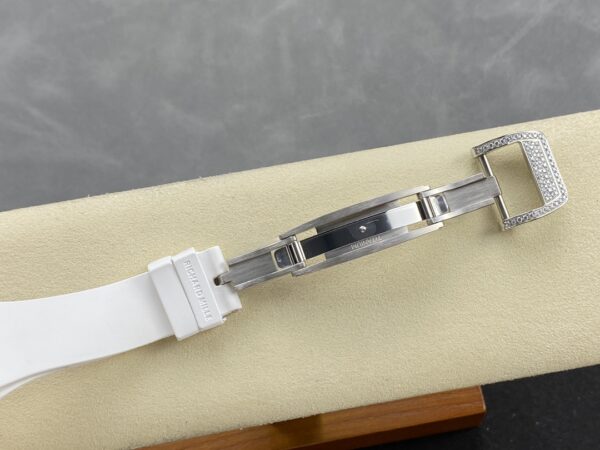 RICHARD MILLERM RM07-01 SS BBA Factory Best Edition Diamond Case on White Rubber Strap - Best Replica Watches Store For Sale!