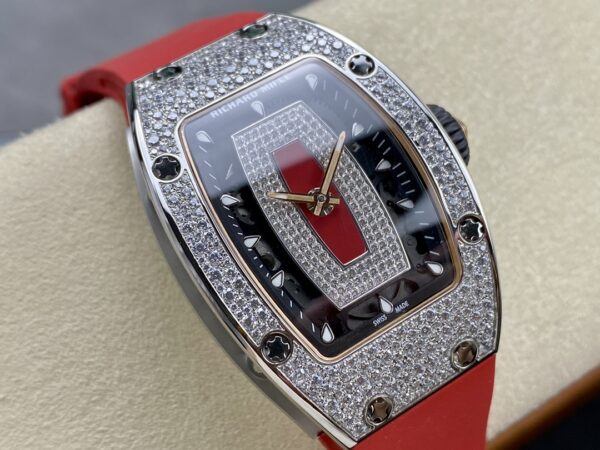 RICHARD MILLERM RM07-01 SS BBA Factory Best Edition Diamond Case on Red Rubber Strap - Best Replica Watches Store For Sale!