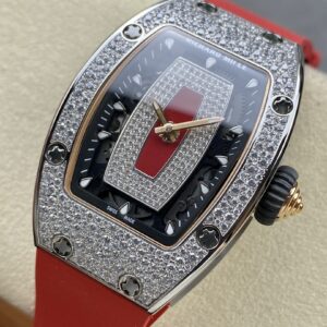 RICHARD MILLERM RM07-01 SS BBA Factory Best Edition Diamond Case on Red Rubber Strap - Best Replica Watches Store For Sale!