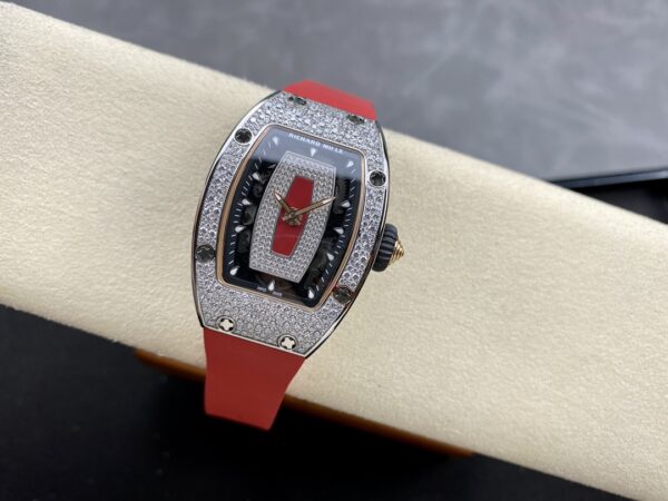 RICHARD MILLERM RM07-01 SS BBA Factory Best Edition Diamond Case on Red Rubber Strap - Best Replica Watches Store For Sale!