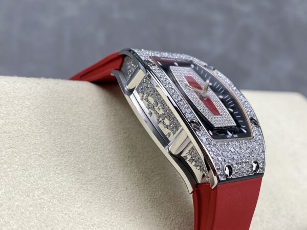 RICHARD MILLERM RM07-01 SS BBA Factory Best Edition Diamond Case on Red Rubber Strap - Best Replica Watches Store For Sale!