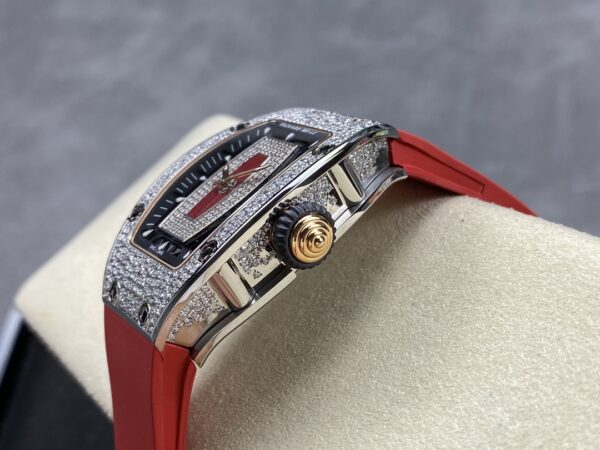 RICHARD MILLERM RM07-01 SS BBA Factory Best Edition Diamond Case on Red Rubber Strap - Best Replica Watches Store For Sale!