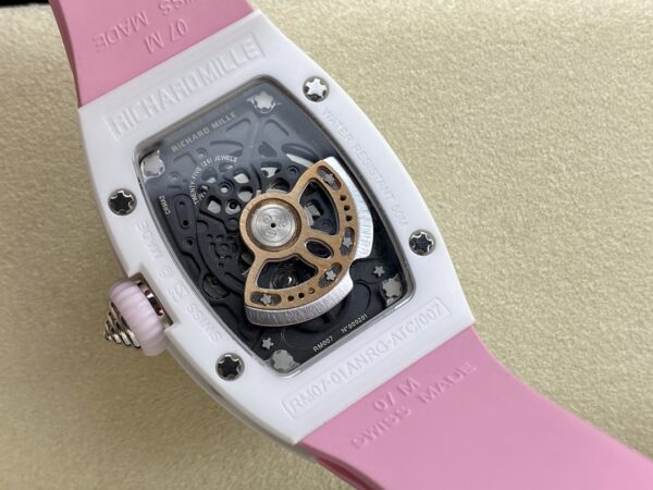 RICHARD MILLERM RM07-01 Ceramic BBA Factory Best Edition Pink Rubber Strap - Best Replica Watches Store For Sale!