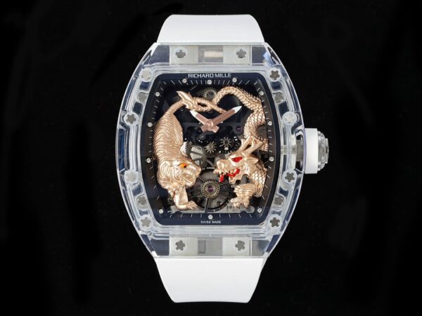 RICHARD MILLERM RM51 Transparent Tourbillon RM Factory Best Edition RG Tiger/Dragon Dial - Best Replica Watches Store For Sale!