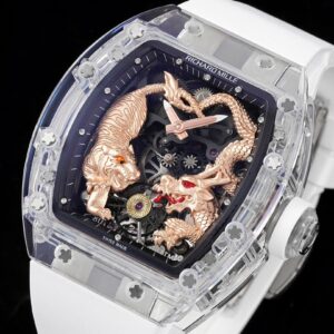 RICHARD MILLERM RM51 Transparent Tourbillon RM Factory Best Edition RG Tiger/Dragon Dial - Best Replica Watches Store For Sale!