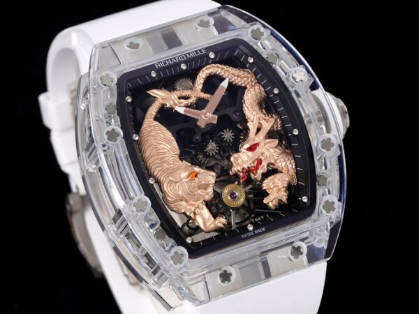RICHARD MILLERM RM51 Transparent Tourbillon RM Factory Best Edition RG Tiger/Dragon Dial - Best Replica Watches Store For Sale!