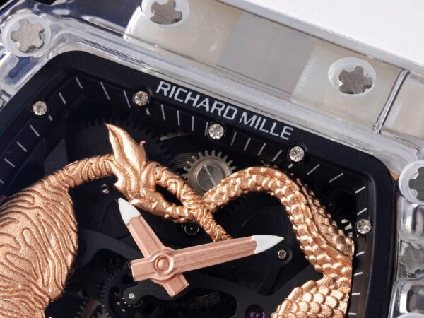 RICHARD MILLERM RM51 Transparent Tourbillon RM Factory Best Edition RG Tiger/Dragon Dial - Best Replica Watches Store For Sale!