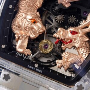 RICHARD MILLERM RM51 Transparent Tourbillon RM Factory Best Edition RG Tiger/Dragon Dial - Best Replica Watches Store For Sale!