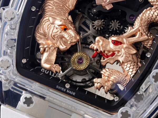 RICHARD MILLERM RM51 Transparent Tourbillon RM Factory Best Edition RG Tiger/Dragon Dial - Best Replica Watches Store For Sale!