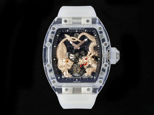 RICHARD MILLERM RM51 Transparent Tourbillon RM Factory Best Edition RG Tiger/Dragon Dial - Best Replica Watches Store For Sale!