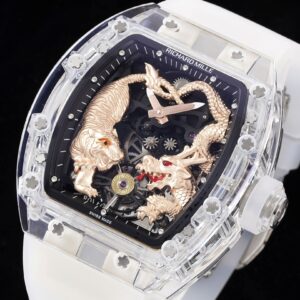 RICHARD MILLERM RM51 Transparent Tourbillon RM Factory Best Edition RG Tiger/Dragon Dial - Best Replica Watches Store For Sale!