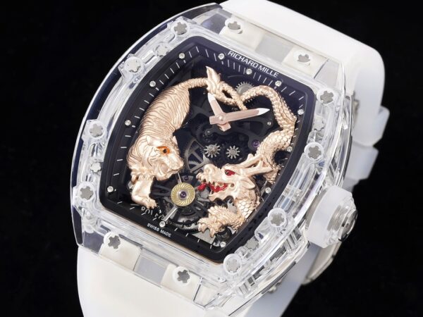 RICHARD MILLERM RM51 Transparent Tourbillon RM Factory Best Edition RG Tiger/Dragon Dial - Best Replica Watches Store For Sale!