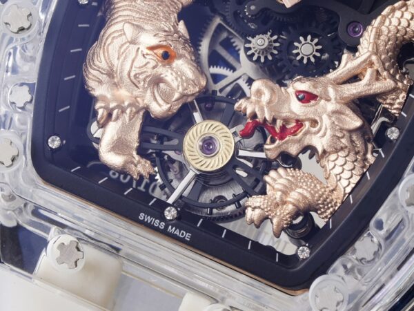 RICHARD MILLERM RM51 Transparent Tourbillon RM Factory Best Edition RG Tiger/Dragon Dial - Best Replica Watches Store For Sale!