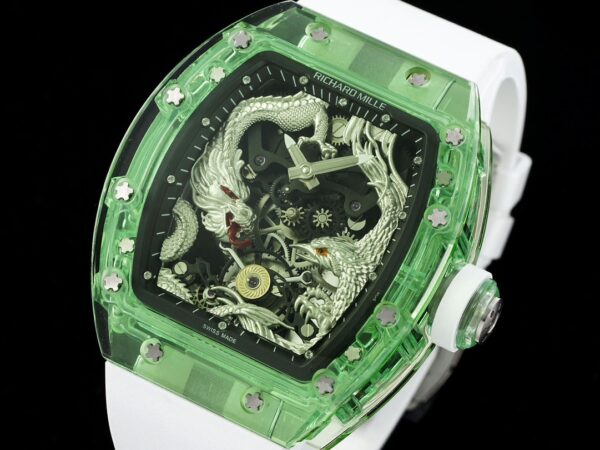 RICHARD MILLERM RM57 Green Transparent RM Factory Best Edition Silver Dragon Eagle Dial - Best Replica Watches Store For Sale!
