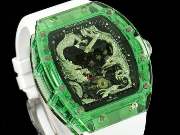 RICHARD MILLERM RM57 Green Transparent RM Factory Best Edition Silver Dragon Eagle Dial - Best Replica Watches Store For Sale!
