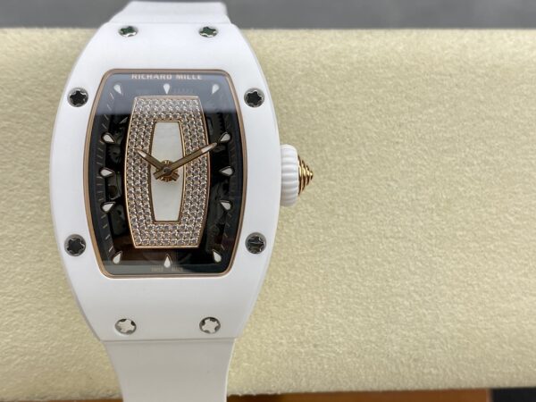 RICHARD MILLERM RM007 RM07-01 Ceramic BBA Factory Best Edition Black Dial with Diamond Centre on White Rubber Strap - Best Replica Watches Store For Sale!