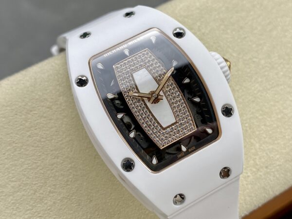 RICHARD MILLERM RM007 RM07-01 Ceramic BBA Factory Best Edition Black Dial with Diamond Centre on White Rubber Strap - Best Replica Watches Store For Sale!