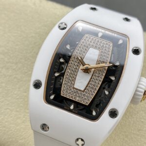RICHARD MILLERM RM007 RM07-01 Ceramic BBA Factory Best Edition Black Dial with Diamond Centre on White Rubber Strap - Best Replica Watches Store For Sale!