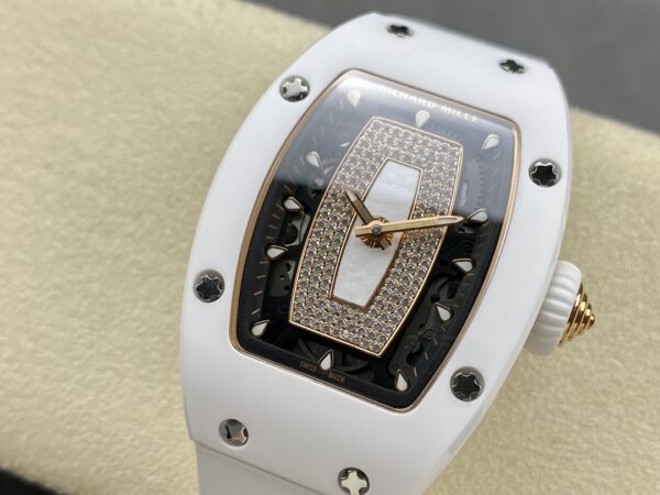 RICHARD MILLERM RM007 RM07-01 Ceramic BBA Factory Best Edition Black Dial with Diamond Centre on White Rubber Strap - Best Replica Watches Store For Sale!