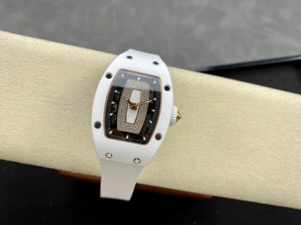 RICHARD MILLERM RM007 RM07-01 Ceramic BBA Factory Best Edition Black Dial with Diamond Centre on White Rubber Strap - Best Replica Watches Store For Sale!