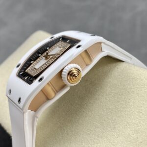 RICHARD MILLERM RM007 RM07-01 Ceramic BBA Factory Best Edition Black Dial with Diamond Centre on White Rubber Strap - Best Replica Watches Store For Sale!