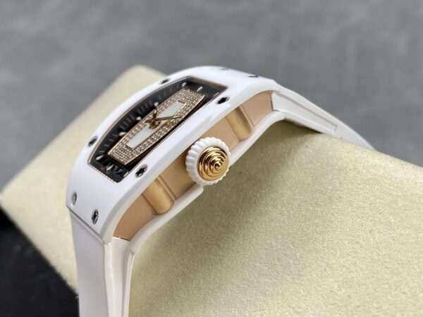 RICHARD MILLERM RM007 RM07-01 Ceramic BBA Factory Best Edition Black Dial with Diamond Centre on White Rubber Strap - Best Replica Watches Store For Sale!