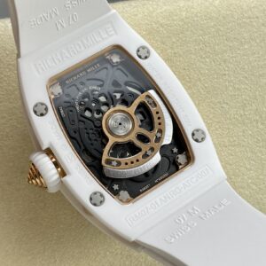 RICHARD MILLERM RM007 RM07-01 Ceramic BBA Factory Best Edition Black Dial with Diamond Centre on White Rubber Strap - Best Replica Watches Store For Sale!