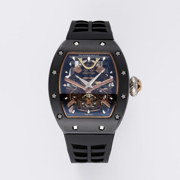 RICHARD MILLERM RM47 Tourbillon PVD YSF Best Edition Samurai Dial on Black Rubber Strap - Best Replica Watches Store For Sale!