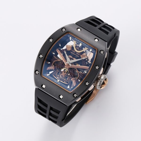 RICHARD MILLERM RM47 Tourbillon PVD YSF Best Edition Samurai Dial on Black Rubber Strap - Best Replica Watches Store For Sale!