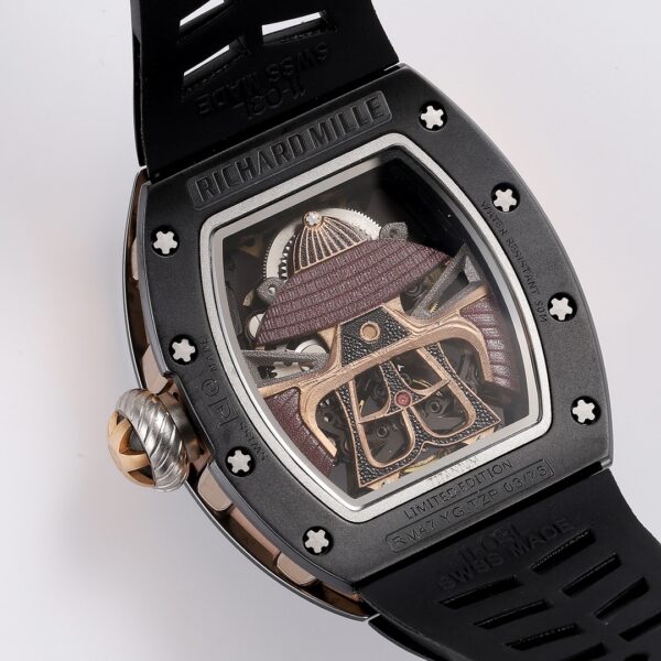 RICHARD MILLERM RM47 Tourbillon PVD YSF Best Edition Samurai Dial on Black Rubber Strap - Best Replica Watches Store For Sale!