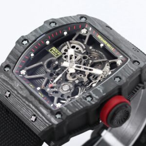 RICHARD MILLE RM35-01  Black Carbon BBR Factory Best Edition Skeleton Dial on Black Nylon Strap Clone RMUL3 - Best Replica Watches Store For Sale!