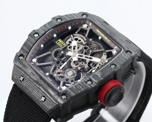 RICHARD MILLE RM35-01  Black Carbon BBR Factory Best Edition Skeleton Dial on Black Nylon Strap Clone RMUL3 - Best Replica Watches Store For Sale!