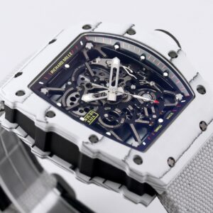 RICHARD MILLE RM35-01 White Carbon BBR Factory Best Edition White Nylon Strap - Best Replica Watches Store For Sale!