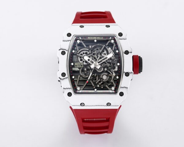 RICHARD MILLE RM35-01 White Carbon BBR Factory Best Edition Red Rubber Strap - Best Replica Watches Store For Sale!