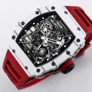 RICHARD MILLE RM35-01 White Carbon BBR Factory Best Edition Red Rubber Strap - Best Replica Watches Store For Sale!