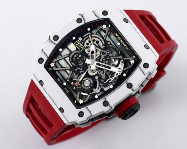 RICHARD MILLE RM35-01 White Carbon BBR Factory Best Edition Red Rubber Strap - Best Replica Watches Store For Sale!