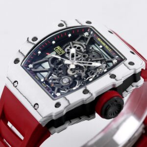 RICHARD MILLE RM35-01 White Carbon BBR Factory Best Edition Red Rubber Strap - Best Replica Watches Store For Sale!
