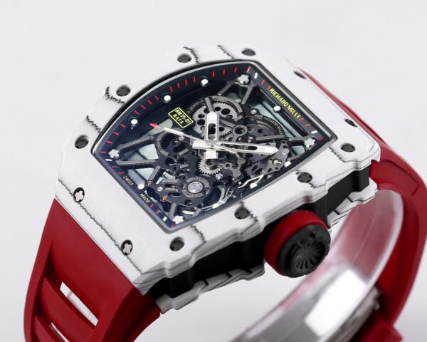 RICHARD MILLE RM35-01 White Carbon BBR Factory Best Edition Red Rubber Strap - Best Replica Watches Store For Sale!
