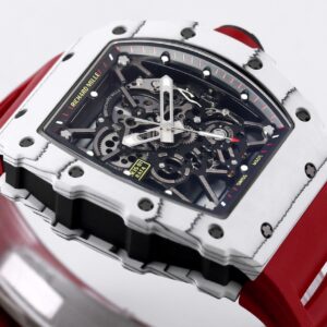 RICHARD MILLE RM35-01 White Carbon BBR Factory Best Edition Red Rubber Strap - Best Replica Watches Store For Sale!
